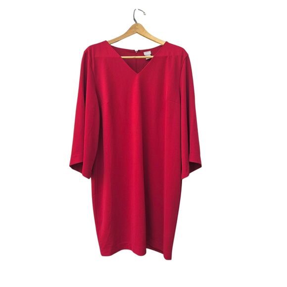 Chico's Dresses & Skirts - Chicos Red Bell Sleeve Sheath Dress Size 4 20/22 Holiday Cocktail Event Mini